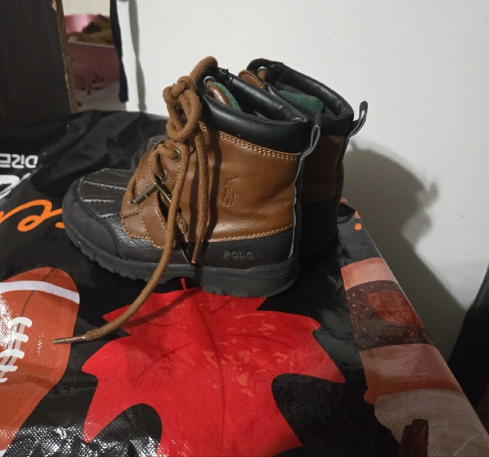 Polo by Ralph Lauren Brown and Black Kids Lace-Up Booties